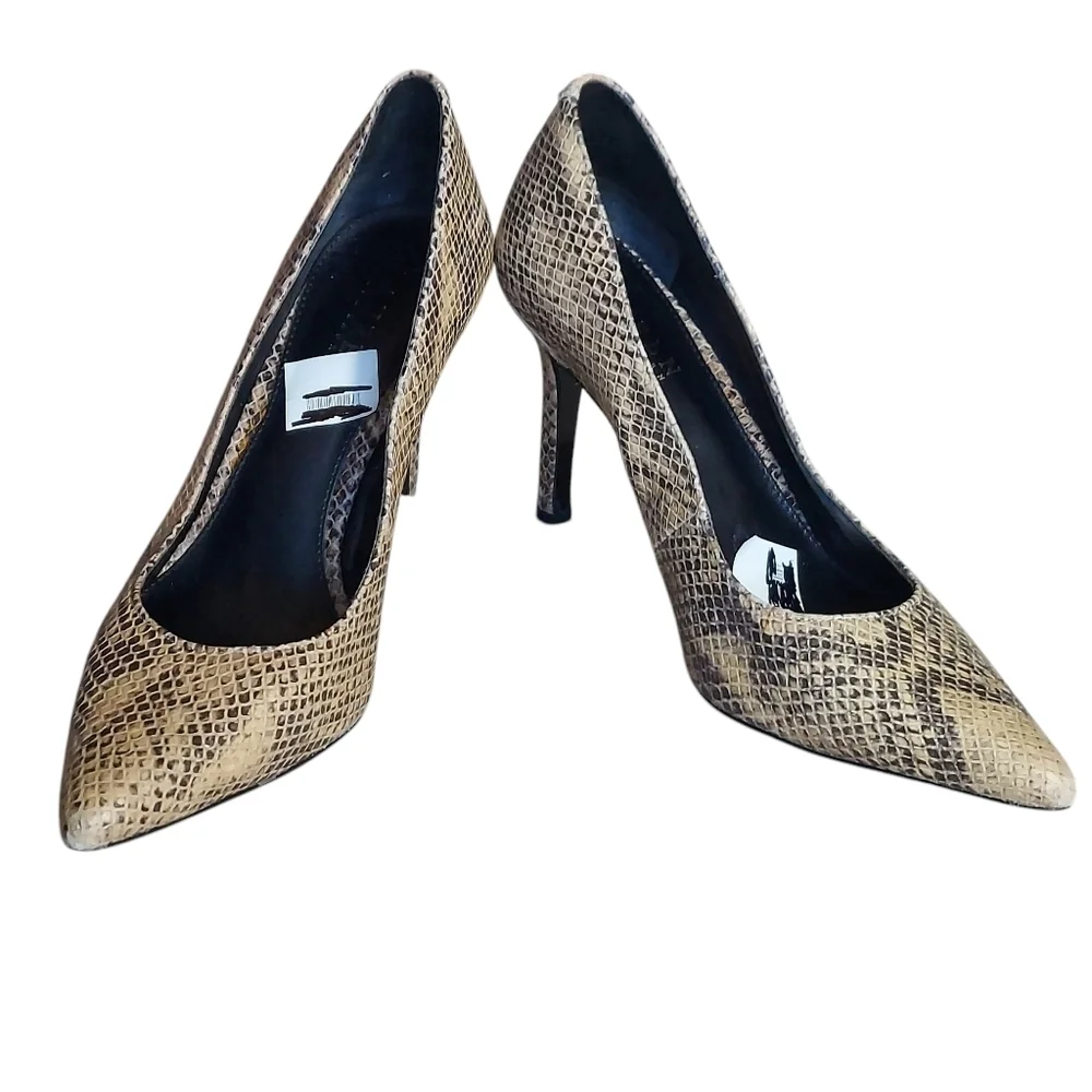 Lauren Ralph Lauren Snakeskin Embossed Leather Pointed Toe Stilletto Heels